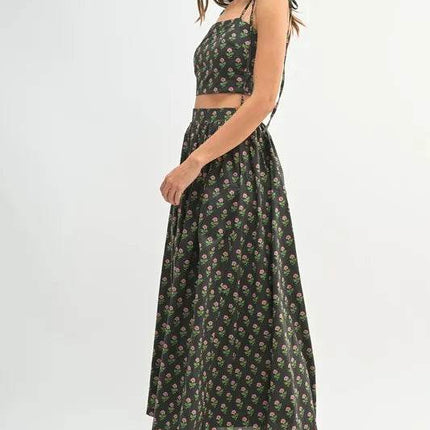 MABLE Floral Crop Top and Skirt Set - MimiStylez