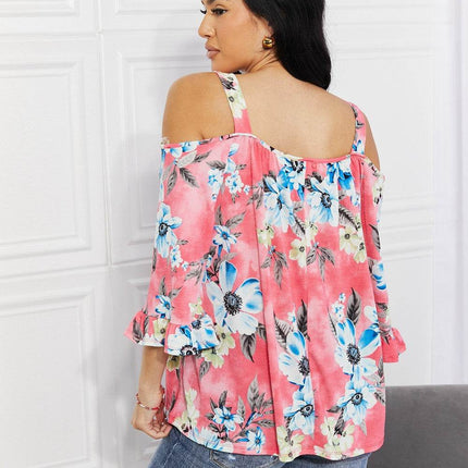 Sew In Love Full Size Fresh Take Floral Cold-Shoulder Top - MimiStylez