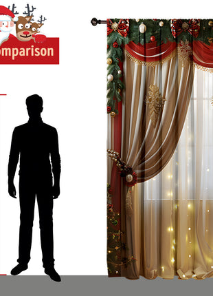 2PCs Christmas Curtain 3D Digital Printing