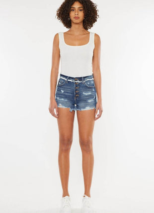 Kancan Distressed Button Fly Denim Shorts - MimiStylez
