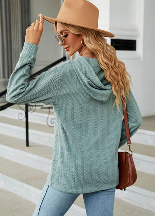 Cable-Knit Long Sleeve Hoodie - MimiStylez