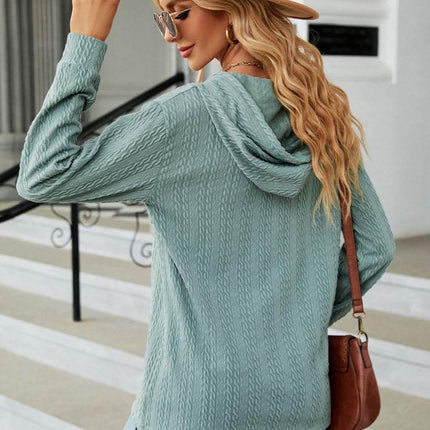 Cable-Knit Long Sleeve Hoodie - MimiStylez