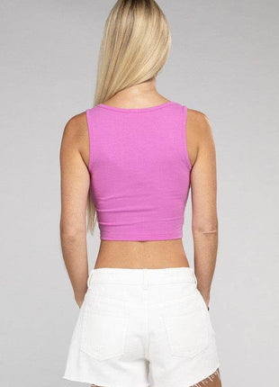 Cotton Square Neck Cropped Cami Top - MimiStylez