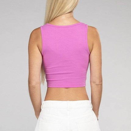 Cotton Square Neck Cropped Cami Top - MimiStylez