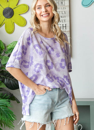HOPELY Print Waffle Oversized T-Shirt - MimiStylez