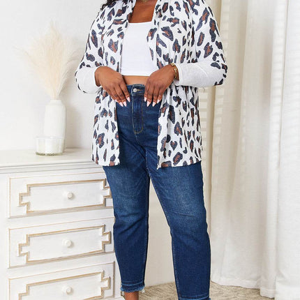 Double Take Leopard Long Sleeve Cardigan - MimiStylez