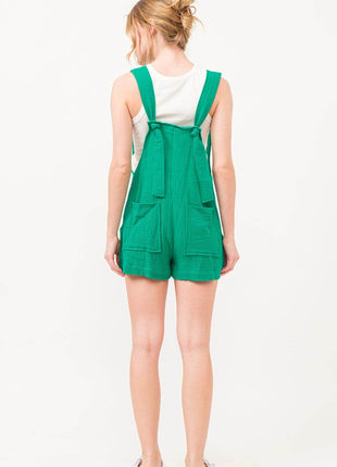 And The Why Button Up Tie Back Sleeveless Romper - MimiStylez