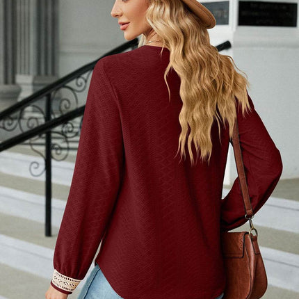 V-Neck Long Sleeve Blouse - MimiStylez