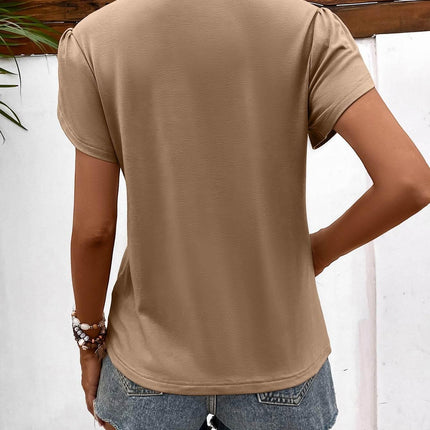 Strappy V-Neck Petal Sleeve Top - MimiStylez