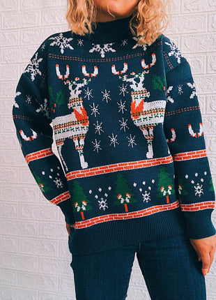 Turtleneck Drop Shoulder Long Sleeve Sweater - MimiStylez