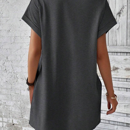 Round Neck Short Sleeve Mini Dress - MimiStylez