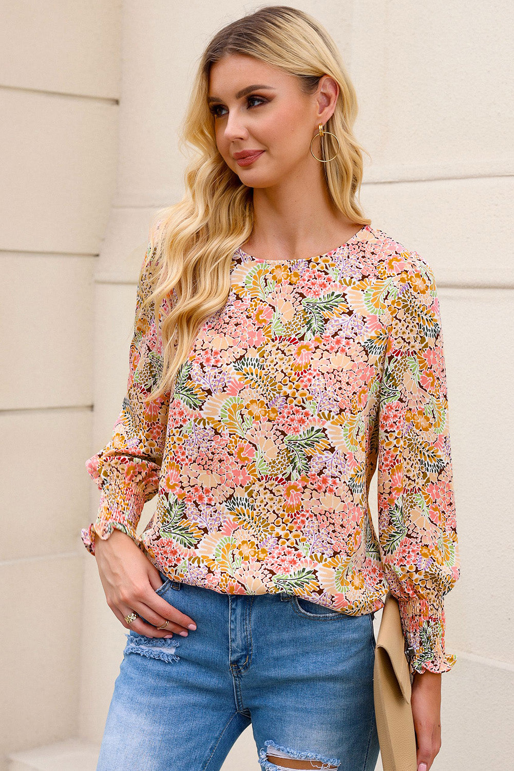 Blusa de manga larga con estampado floral