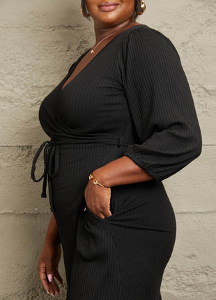 Culture Code Full Size Surplice Flare Ruching Dress - MimiStylez