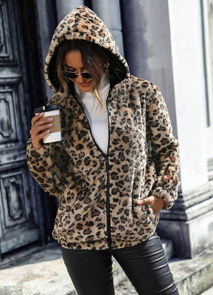 Leopard Zip-Up Hooded Jacket - MimiStylez