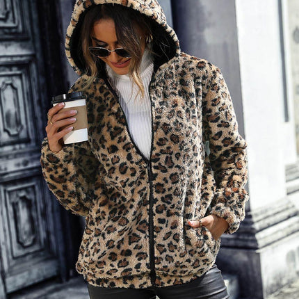 Leopard Zip-Up Hooded Jacket - MimiStylez
