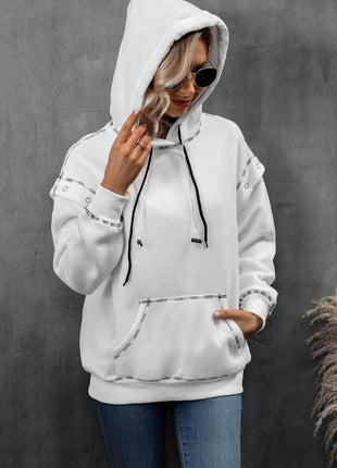 Drawstring Kangaroo Pocket Dropped Shoulder Hoodie - MimiStylez