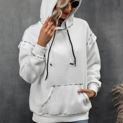 Drawstring Kangaroo Pocket Dropped Shoulder Hoodie - MimiStylez