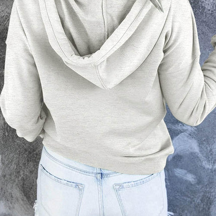 Dropped Shoulder Long Sleeve Hoodie with Pocket - MimiStylez