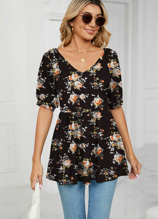 V-Neck Babydoll Blouse - MimiStylez