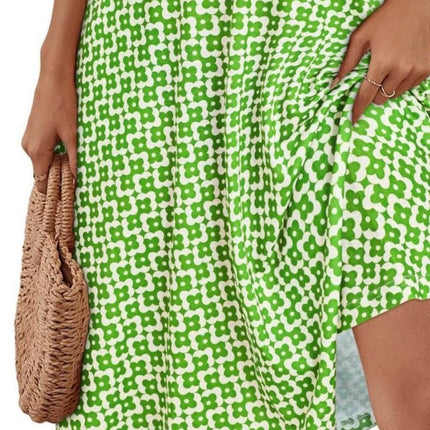 Printed Halter Neck Dress - MimiStylez
