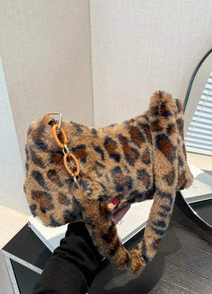 Leopard Fluff Shoulder Bag - MimiStylez