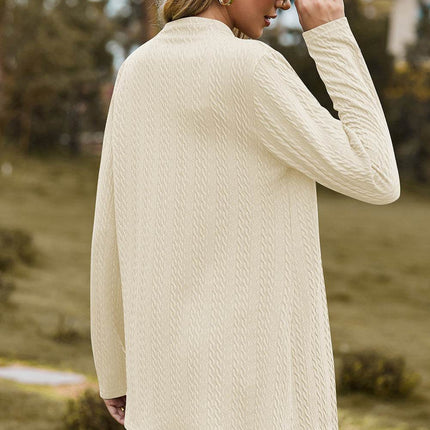 Textured Open Front Long Sleeve Cardigan - MimiStylez