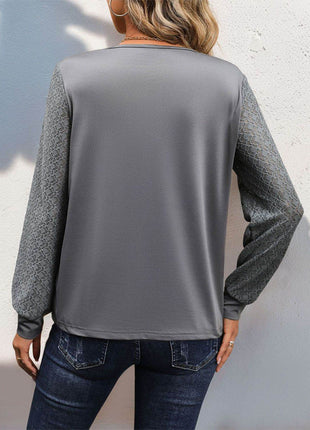 V-Neck Long Sleeve Top - MimiStylez