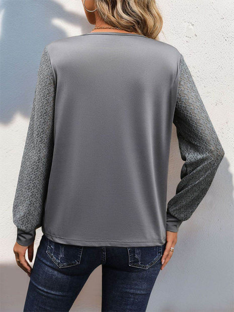 V-Neck Long Sleeve Top - MimiStylez