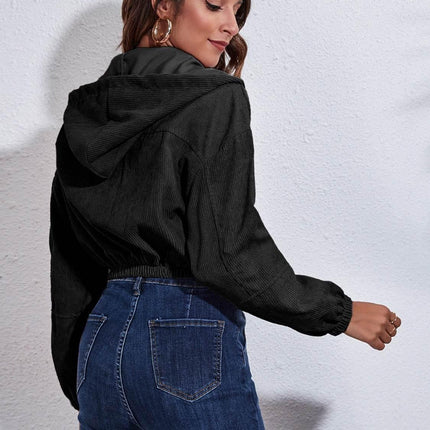 Drawstring Hooded Zip Up Jacket with Pockets - MimiStylez