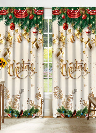 2PCs Digital Printed Christmas Curtains