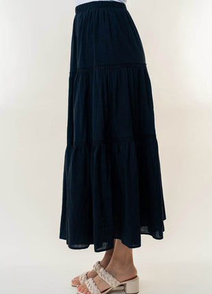 White Birch High Waisted Tiered Maxi Skirt - MimiStylez