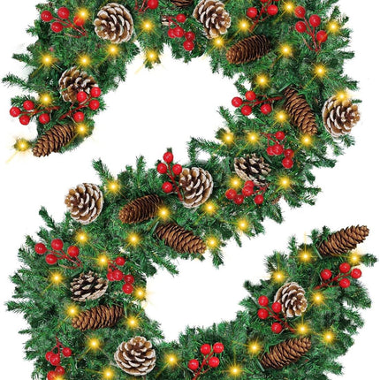Guirnalda navideña de 12 pies con decoración variada