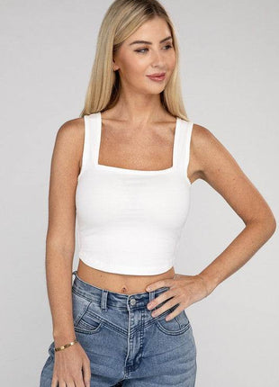 Cotton Square Neck Cropped Cami Top - MimiStylez