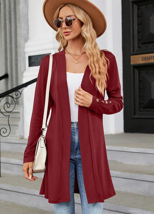 Open Front Long Sleeve Cardigan - MimiStylez