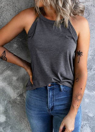 Curved Hem Grecian Tank Top - MimiStylez