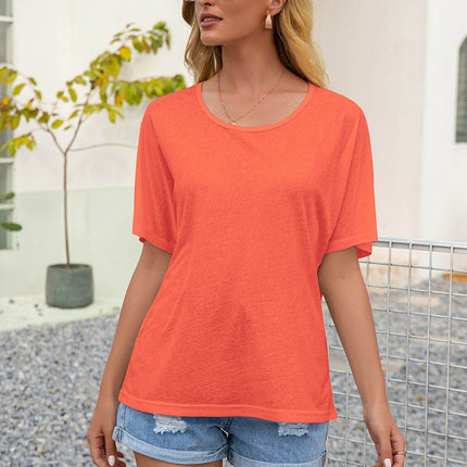 Round Neck Short Sleeve Top - MimiStylez