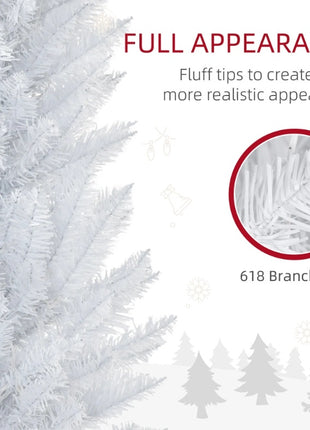 8FT Pre-Lit Pencil Noble Fir Christmas Tree With 300 Warm White LED Lights And 618 Tips