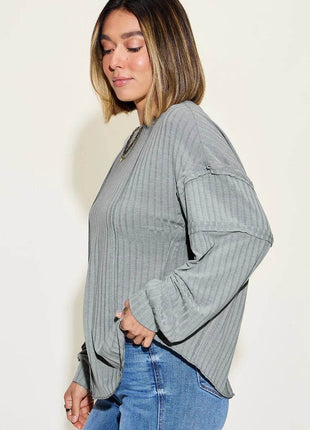 Basic Bae Full Size Ribbed Round Neck Long Sleeve T-Shirt - MimiStylez