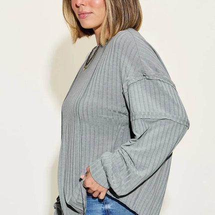 Basic Bae Full Size Ribbed Round Neck Long Sleeve T-Shirt - MimiStylez