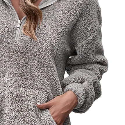 Half Zip Dropped Shoulder Oversized Hoodie - MimiStylez