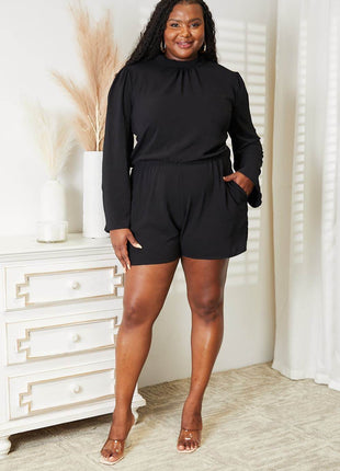 Culture Code Full Size Open Back Romper with Pockets - MimiStylez