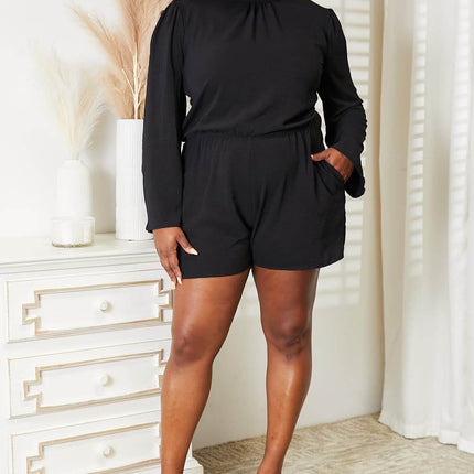 Culture Code Full Size Open Back Romper with Pockets - MimiStylez