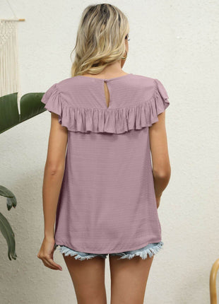 Spliced Lace Ruffled Blouse - MimiStylez
