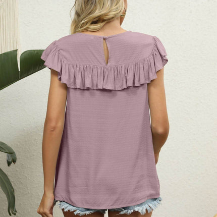 Spliced Lace Ruffled Blouse - MimiStylez