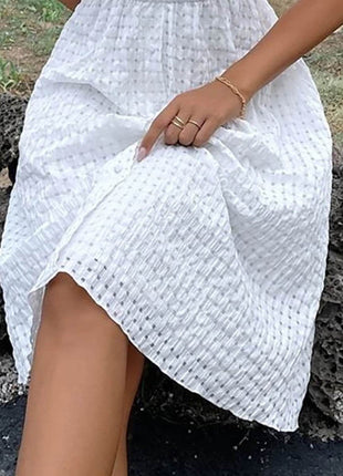 Textured Surplice Short Sleeve Dress - MimiStylez