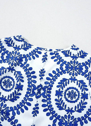 Printed Crew Neck Sleeveless Top - MimiStylez