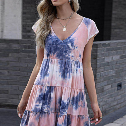 Tie-Dye Ruffle Hem Dress - MimiStylez