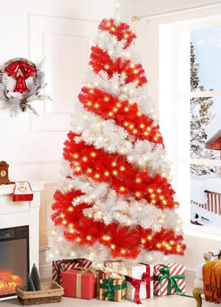 6ft Candy Cane Christmas Tree With 300 LED Lights And 900 Bendable Branches
