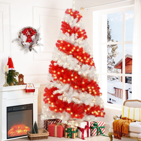 6ft Candy Cane Christmas Tree With 300 LED Lights And 900 Bendable Branches