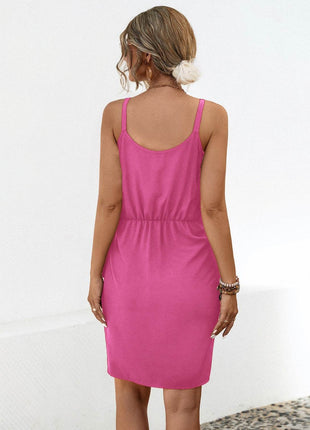 Twisted V-Neck Sleeveless Mini Dress - MimiStylez